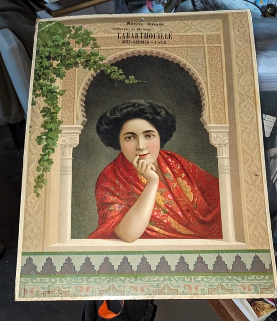 ANCIEN CARTON GAUFRÉ de calendrier joli décor 4 pièces d'époque 40 x 20 cm EUR 5,00 - FR