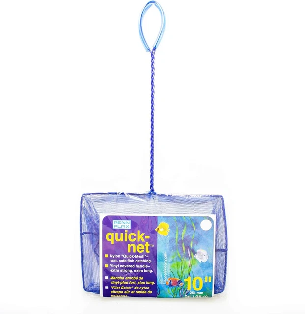 PENN-PLAX Quick-Net Aquarium Fish Nets, Blue or Green - 10" Net