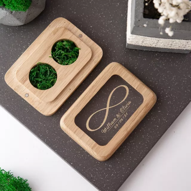 Caja de anillos de boda para ceremonia, almohada de anillo personalizada de...