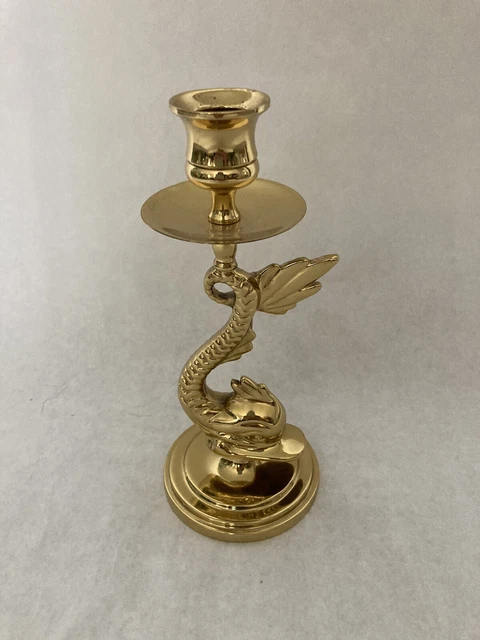 Vintage MCM Candlestick Holder Brass Sea Monster Fish Sea Serpent Mermaid Ocean Vintage MCM Candlestick Holder Brass Sea Monster Fish Sea Serpent Mermaid Ocean