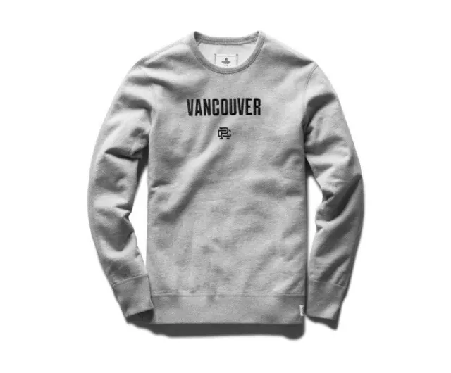 NEW Reigning Champ Embroidered “Vancouver” Mid-Weight Terry Sweatshirt XS Gray