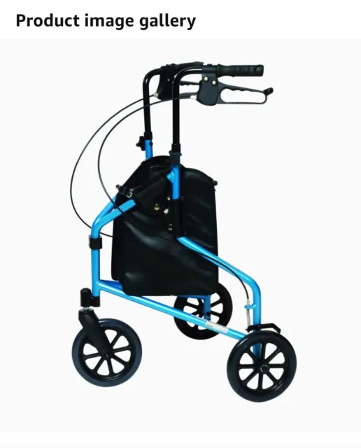 LUMEX 3 Wheel Rollator Walker Foldable & Lightweight W/Zipper Storage Bag