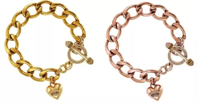 NWT Authentic Juicy Couture Starter Charm Link Pave Toggle Bracelet