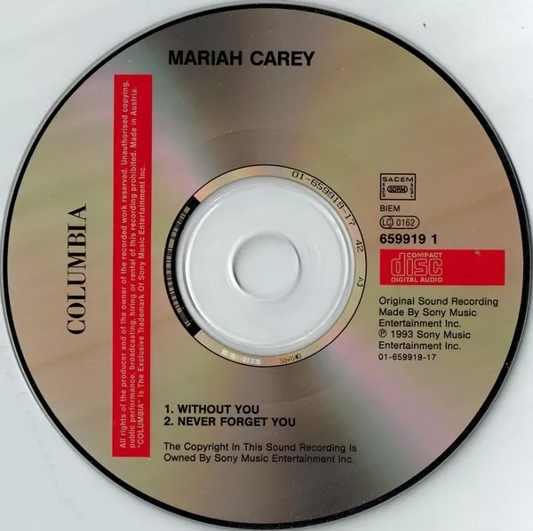 Mariah Carey ‎CD Single Without You - Europe (VG+/VG+) 3