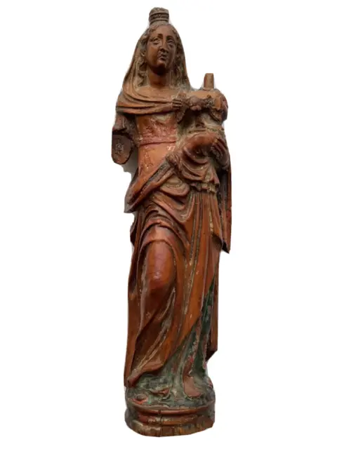 17th Century Dutch Sculpture virgin Madonna Wood Bui