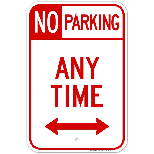 No Parking Sign, No Parking Anytime Sign,