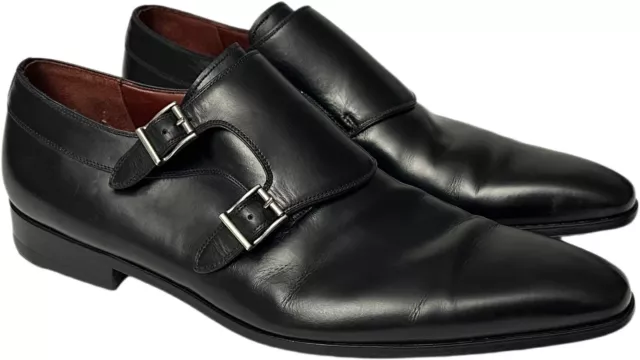 Magnanni Double Monk Strap Black Leather Loafers Dress Shoes Mens Size 11 M