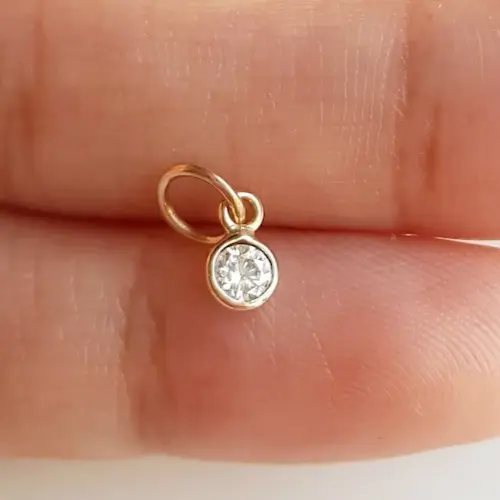 0.50 Ct Real Moissanite Round Cut Women's Small Pendant 14K Yellow Gold Plated