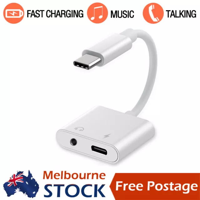 2 in 1 USB Type C to 3.5mm Headphone Jack Charger AUX Audio Adapter for Samsung