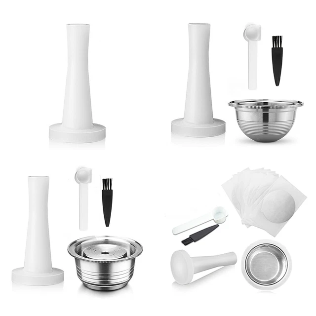 E# Cafe Bar Gadget Coffee Reusable Capsule Pod Cup Foil Tamper Set with Spoon Br