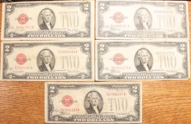✯1928 $2 Red Seal Bill Jefferson Dollars ☆Rare Certificate Two Old Note Money✯