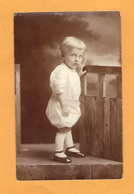 Early 1900's RPPC Portrait of Beautiful 2 Year Old Baby Boy