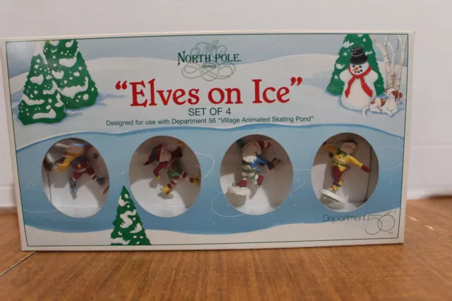 Dept 56  North Pole Series 1996 Elves On Ice #52298 MIB For Village Skating Pond