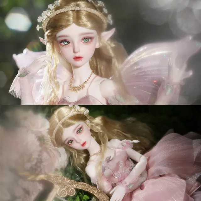 1/4 BJD Doll Resin Ball Joint Elf Angel Girl Eyes Wig Fairy Dress Shoes FULL SET