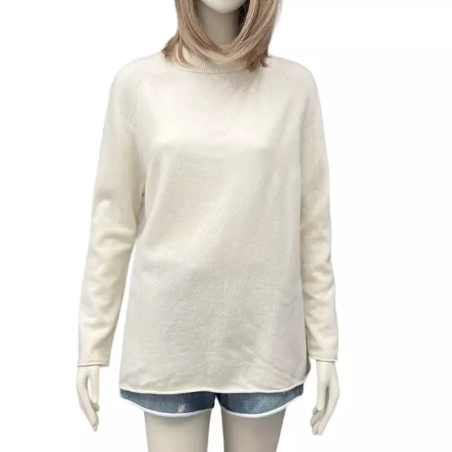 Eileen Fisher Recycled Cashmere-Wool Mock Neck Box-Top in Cream size XXS NWT