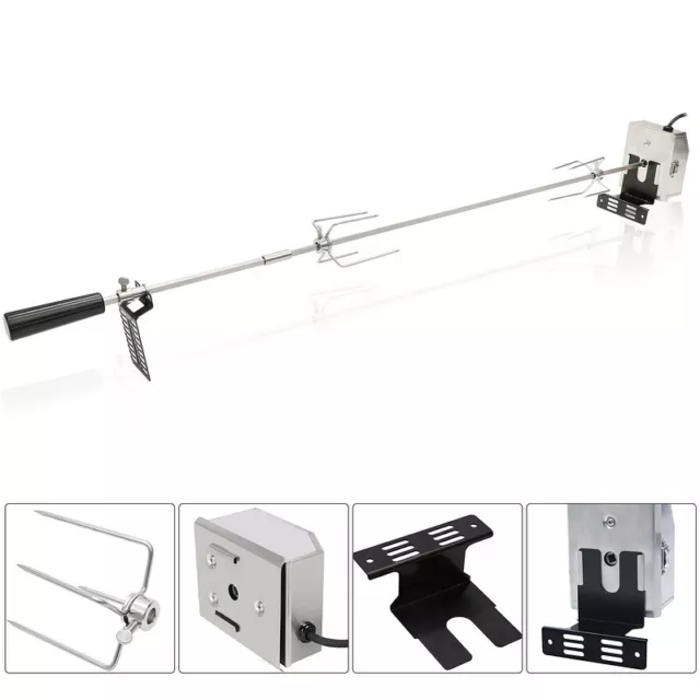 BBQ Grillspieß Automatisch Grillaufsatz 117cm Edelstahl Motor Grill Spießdreher