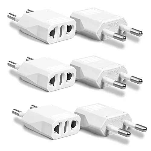 6PCS European Travel Plug Adapter, US to Europe Plug Adapter Outlet Converter US
