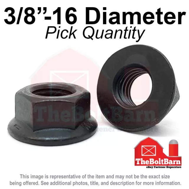 3/8"-16 Grade 8 Smooth Hex Flange Nuts Coarse Black Phos & Oil (Pick Qty)