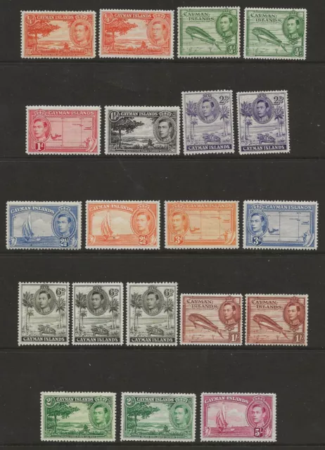 CAYMAN ISLANDS  SG 115/25a  1938/48 GVI SET TO 5/-  ALL PERFS & SHADES TO 2/-