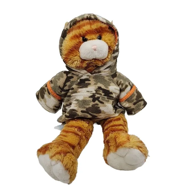 BAB Tabby Kitty Cat Plush Build A Bear Orange 17” Camo Hoodie