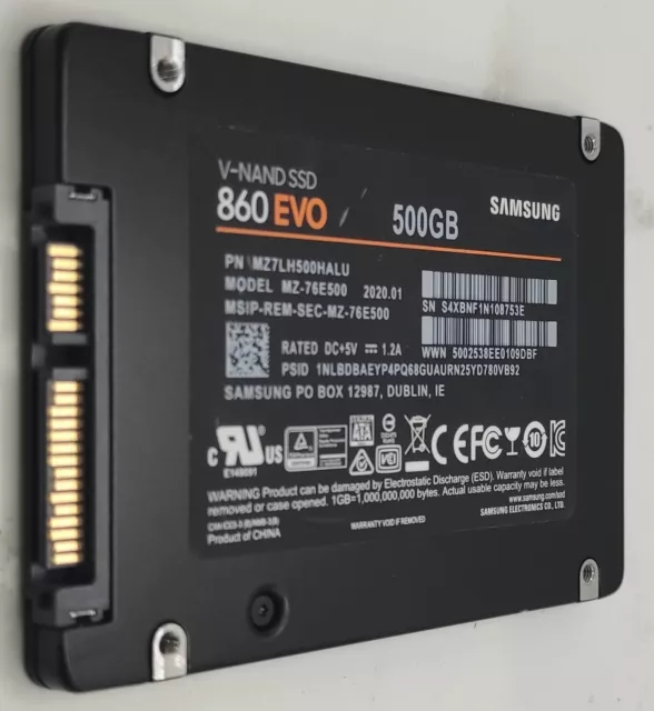 500GB Samsung MZ-76E500 860 Evo V-NAND 7mm 2.5" SATA SSD Solid State Drive