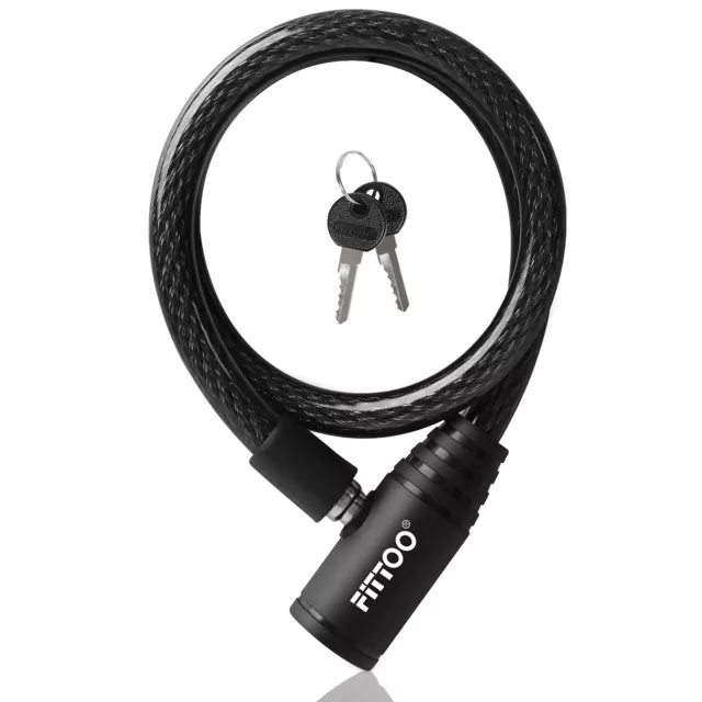 FITTOO Bike Cable Lock Bicycle Security Lock 2 Keys 5 colours 12X650mm