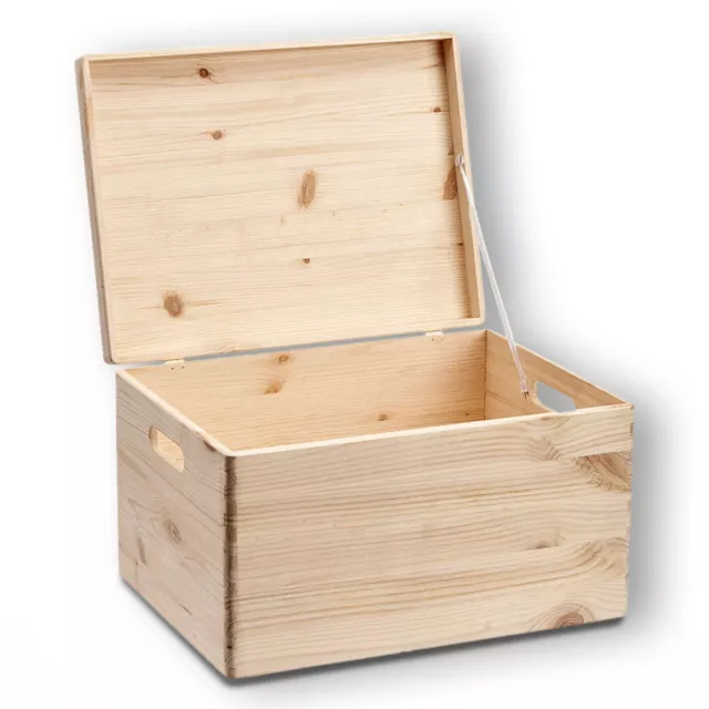 Large plain wooden storage box, with lid, keepsake gift box chest,