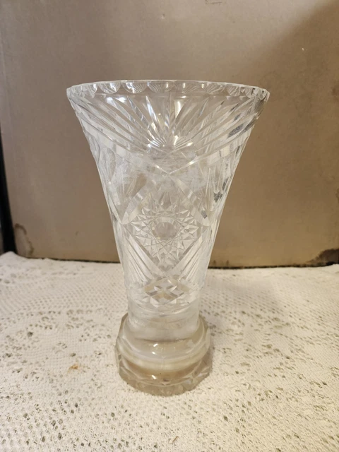 Vase Vintage Verre Taillé - Décor Châtaignes - 1970 - État Bon