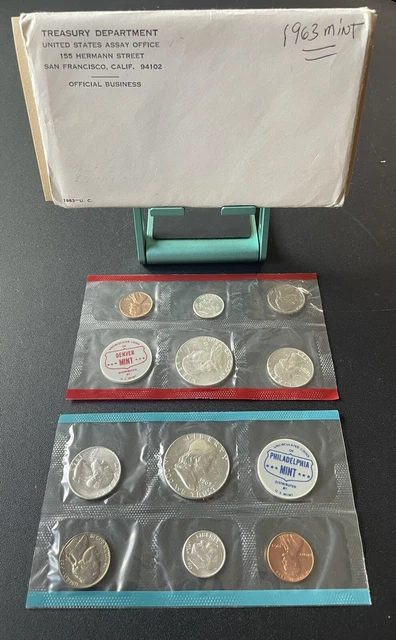 1963 P&D Uncirculated 90% Silver U.S. Mint Set with Original Packaging