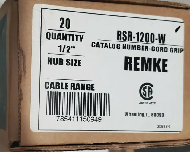 Lot of 39 - REMKE RSR-1200-W Cord Grip less bushing, alum 1/2 NPT, Size 3 *NEW*