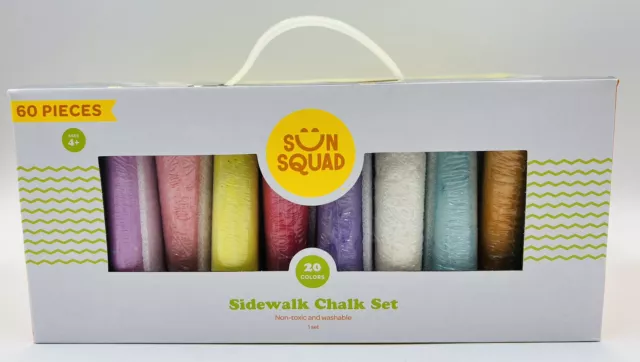 Sidewalk Chalk Set 20 colors 60 pcs Sun Quad Multicolor