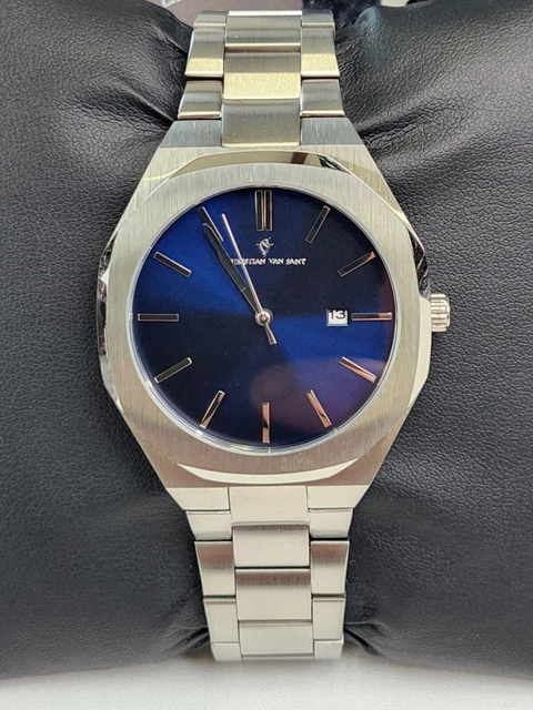 Christian Van Sant Mens Octavius Slim Blue Dial Quartz Stainless Steel CV0522