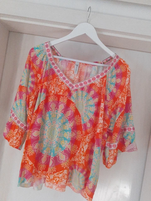 Made in Italy-oversize-Tunika-Bluse-L/XL-Boho-Ibiza-Lieblingsstück Orange