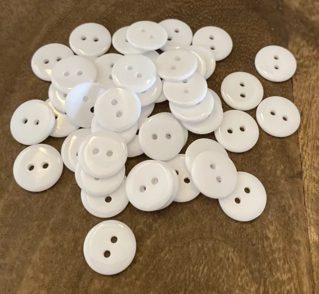 10 X White 15mm Two Hole Resin Buttons- Australian Supplier