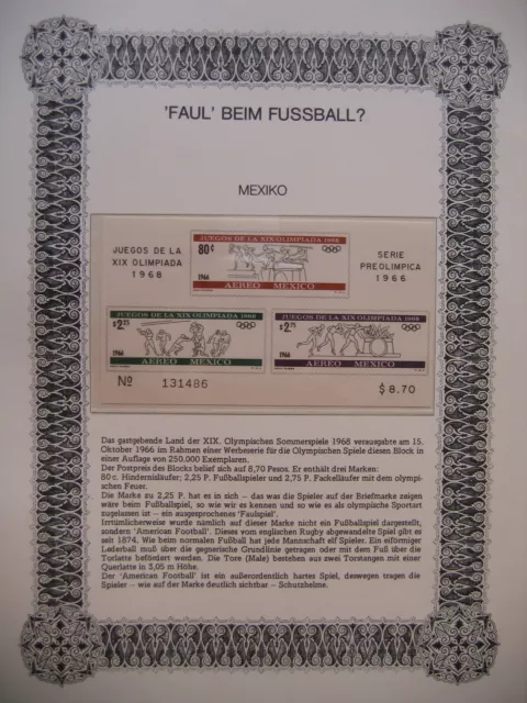 Irrtümer auf Briefmarken / Mexico 1966 Mi bl 6 : Juegos de la XIX Olimpiada 1968