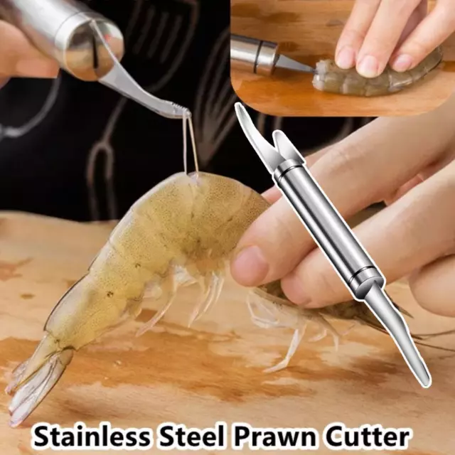 Stainless Steel Prawn Peeler Shrimp Deveiner Device Tools t.✨ Creative J0M0 R7U8 3