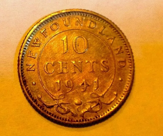 1941 Newfoundland Canada  Ten Cents Silver High Grade Coin