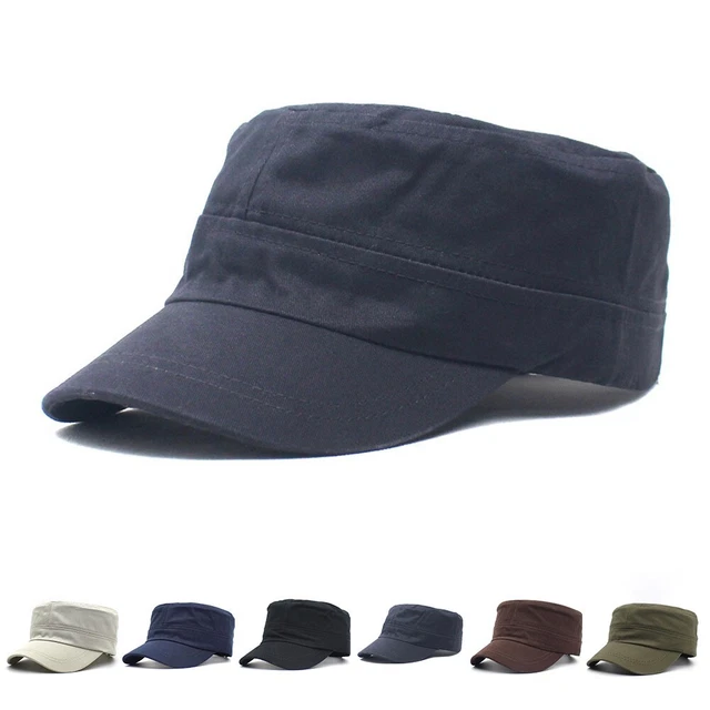 Cappello da sole casual cappello piatto da uomo in cotone massello berretto da esercito con taglia regolabile