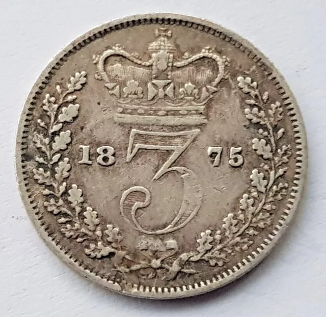 1875 Queen Victoria Threepence Silver Coin