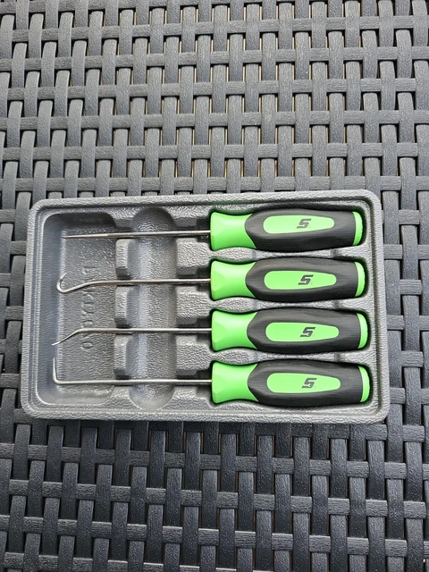 Mini Pick Awl SNAP-ON TOOLS USA SGASA204CG 4 Pc GREEN Mini Soft Grip Awl Hook Pick ...