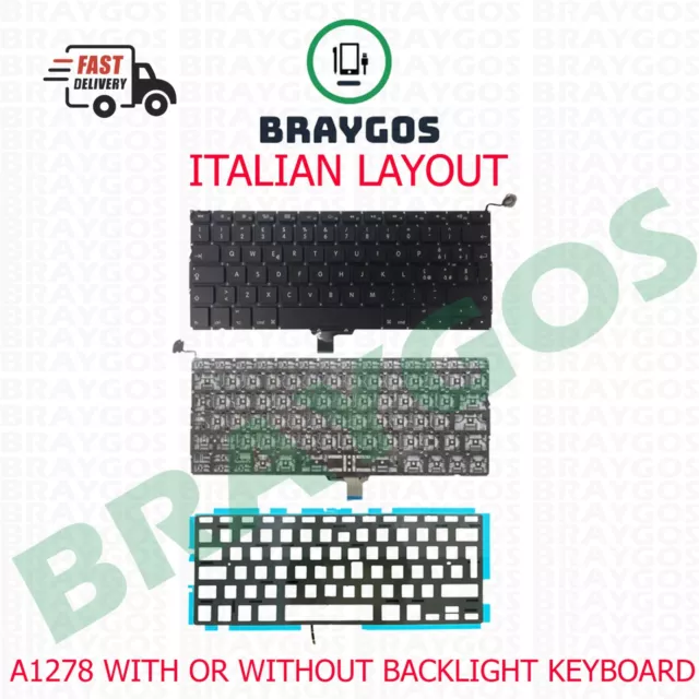 For Apple Macbook Pro A1278 13.3" ITALIAN Layout Laptop Keyboard & Backlight