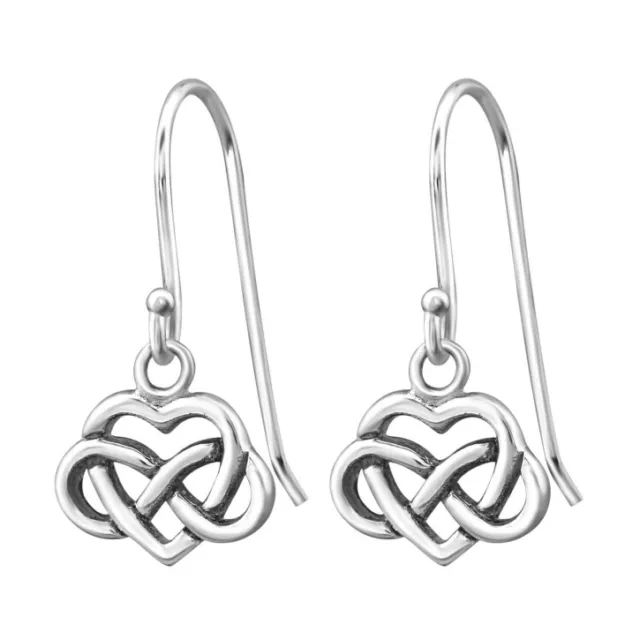 1 Paar Ohrringe Ohrhaken Ohrhänger 925 Sterling Silber mit keltischem Herz