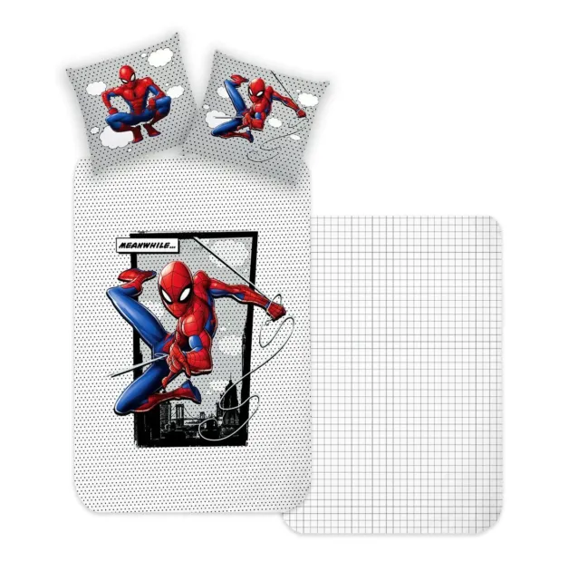 JACK Renforcé Wende Bettwäsche 2 tlg 135x200cm Spider-Man Marvel Disney Grau Rot