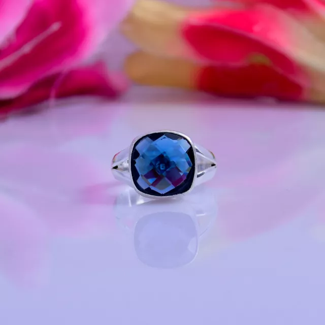 Merveilleux Pierre Précieuse Tanzanite 925 Argent Bague Tout Taille