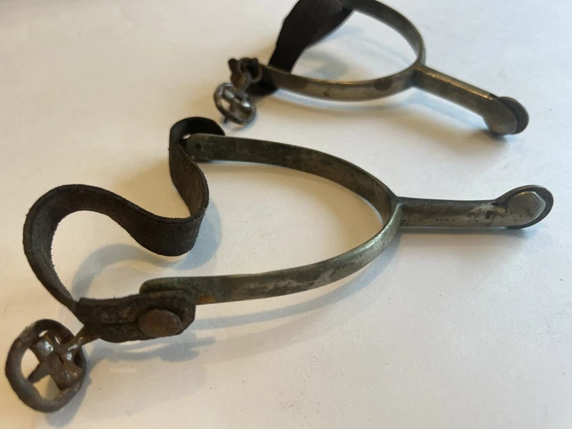Vintage pair of Nickel Spurs, Horse riding, Boot spurs, riding spurs Antique.