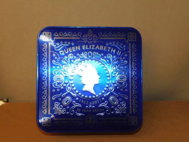 Collectable Queen Elizabeth II 70 Years Reign Tin Bisquits Empty Box M&S