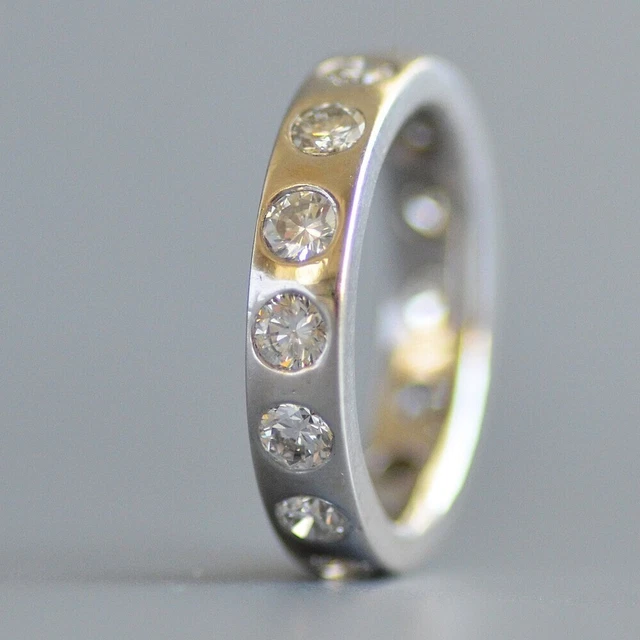 1.50CTW ROUND CUT Moissanite Eternity Wedding Band Ring 14k White Gold ...