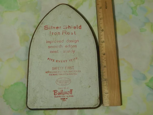 Ballonoff ~ Cleveland, Ohio. USA [Silver Shield Iron Rest] Trivet - Vtg Promo