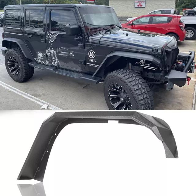 4PCS Steel Front & Rear Wode Fender Flares Fit Jeep Wrangler JK/JKU 07-18 2/4 DR