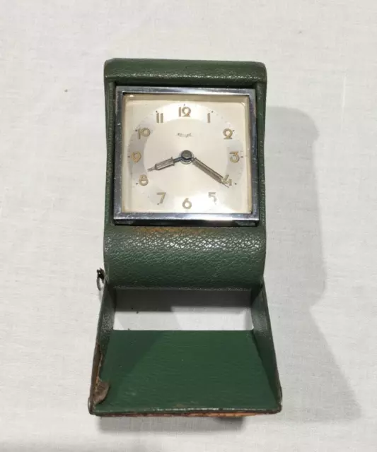 Clock - Rare Vintage Kienzle Travel Clock unusual fold up case - restore AF